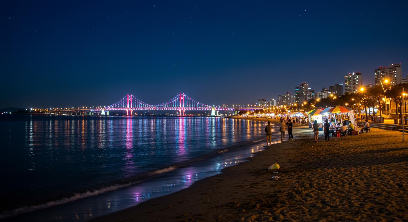 Gwangalli Beach at Night, Busan