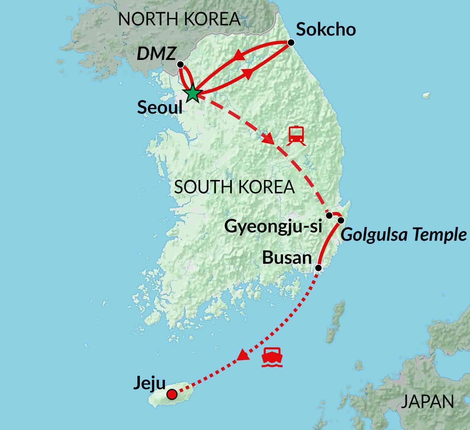korea trip map